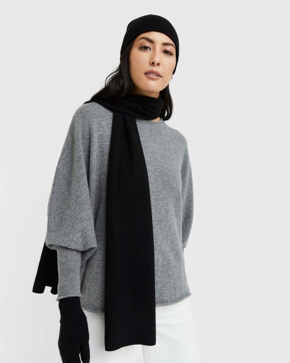 Quince Mongolian Cashmere Ribbed Scarf Black